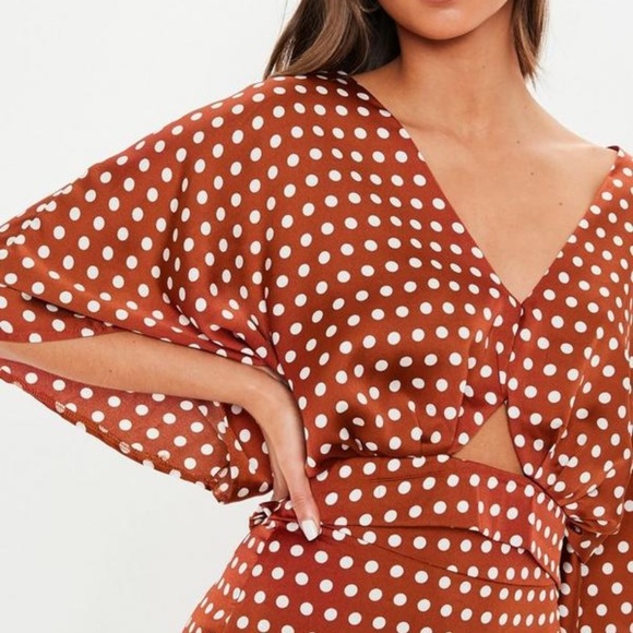 Rust polka dot top and skirt co ord - Picture 3 of 5